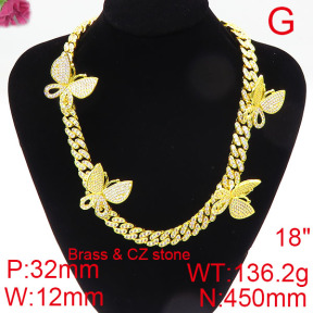 Fashion Brass Necklace  F6N402554hpkb-905