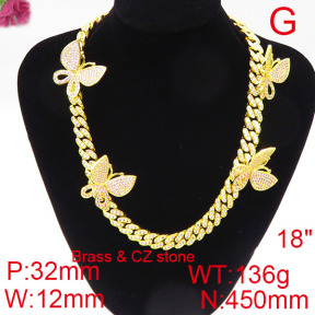 Fashion Brass Necklace  F6N402556hpob-905