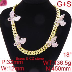 Fashion Brass Necklace  F6N402560hpob-905
