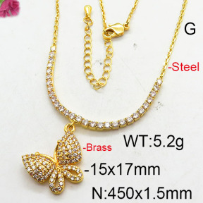 Fashion Brass Necklace  F6N402583bhia-J22