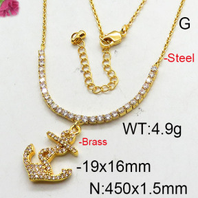 Fashion Brass Necklace  F6N402613bhia-J22