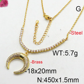 Fashion Brass Necklace  F6N402623bhia-J22