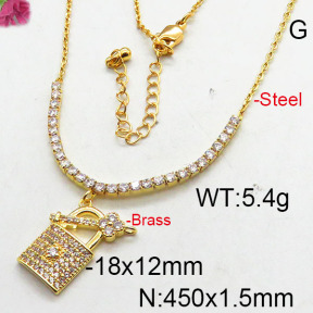 Fashion Brass Necklace  F6N402625bhia-J22