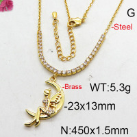 Fashion Brass Necklace  F6N402659bhia-J22