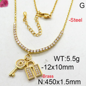 Fashion Brass Necklace  F6N402683bhia-J22