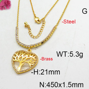 Fashion Brass Necklace  F6N402727bhia-J22