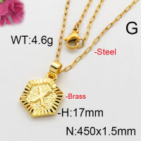 Fashion Brass Necklace  F6N200083aaji-J120