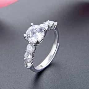 925 Silver Ring Size:W：2.4mm,   Stone：7mm Weigth: 2.4g JR0005aimo-M112 YJBJ002761