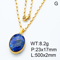 Natural Lazurite SS Necklace  3N4001116abol-Y008