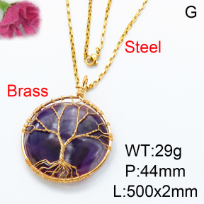 Natural Amethyst Fashion Necklace  F3N402941vhhl-Y008