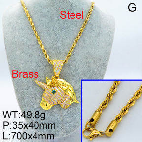 Fashion Brass Necklace  F3N4002943aion-905