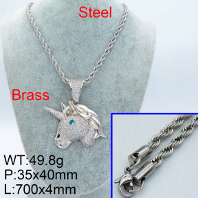 Fashion Brass Necklace  F3N4002944bipa-905