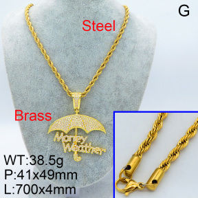 Fashion Brass Necklace  F3N4002945ajii-905