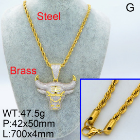 Fashion Brass Necklace  F3N4002949akkm-905