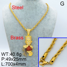 Fashion Brass Necklace  F3N4002950bnbl-905