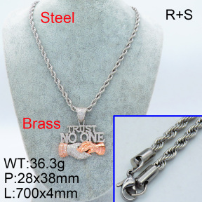 Fashion Brass Necklace  F3N4002951ajnj-905