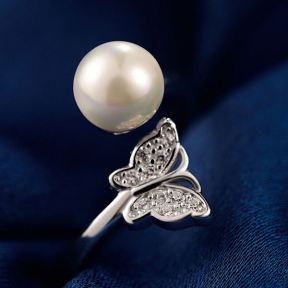 925 Silver Ring Weight: 2.2g Size: W：2mm,shell pearl：7mm  JR0163vivm-M112 YJCJ004099