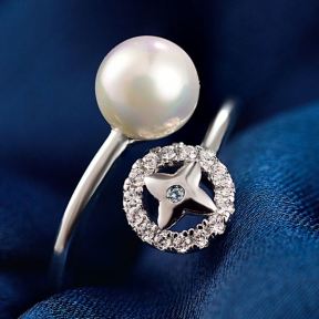 925 Silver Ring Weigth: 2.2g Size: W：2mm，shell pearl：7mm JR0164aija-M112 YJCJ004100