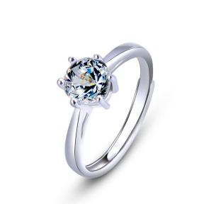 925 Silver Ring Weight: 2.2g Size: W：1mm,Stone：6mm  JR0183vhpk-M112 YJCJ004140