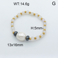 Shell Pearl&Agate&Hematite SS Bracelet  3B4001834bhva-908