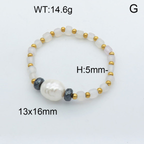 Shell Pearl&Agate&Hematite SS Bracelet  3B4001834bhva-908