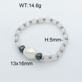 Shell Pearl&Agate&Hematite SS Bracelet  3B4001835vbpb-908