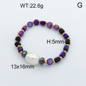Shell Pearl&Agate&Hematite SS Bracelet  3B4001836bhva-908