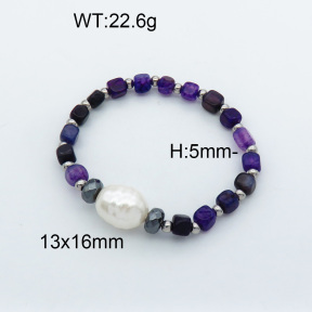 Shell Pearl&Agate&Hematite SS Bracelet  3B4001837vbpb-908