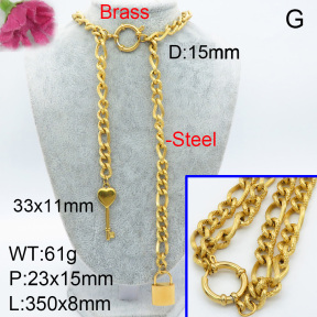 Fashion Brass Necklace  F3N200081vivl-908
