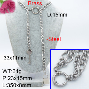 Fashion Brass Necklace  F3N200082vhol-908