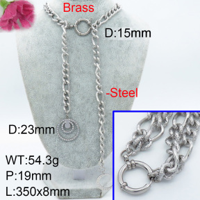 Fashion Brass Necklace  F3N402972vivl-908