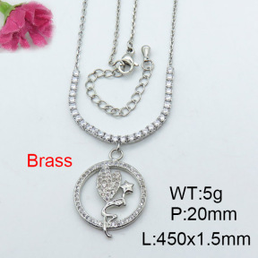 Fashion Brass Necklace  F3N402988bhil-J22