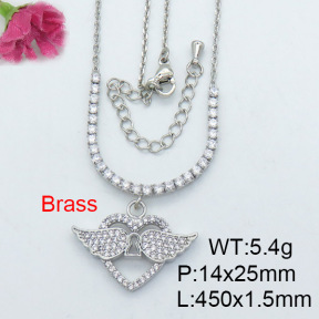 Fashion Brass Necklace  F3N402992bhil-J22