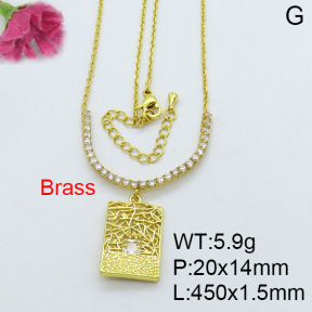 Fashion Brass Necklace  F3N403001bhil-J22
