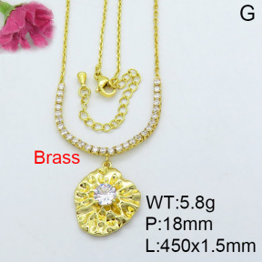 Fashion Brass Necklace  F3N403007bhil-J22