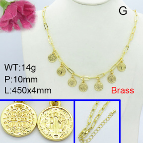Fashion Brass Necklace  F3N200090ahlv-L017