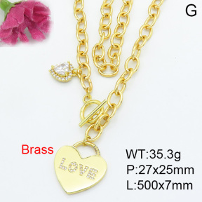 Fashion Brass Necklace  F3N403013bhva-L017