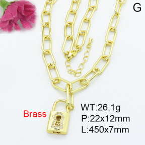 Fashion Brass Necklace  F3N403015bbov-L017