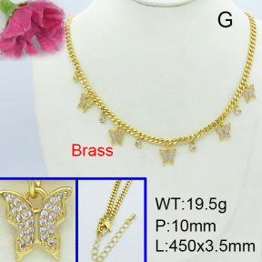 Fashion Brass Necklace  F3N403022vhov-L017