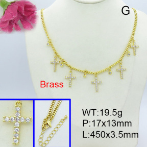 Fashion Brass Necklace  F3N403023vhov-L017
