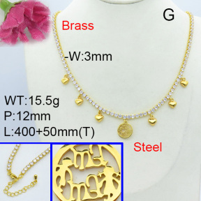 Fashion Brass Necklace  F3N403024bbov-L017