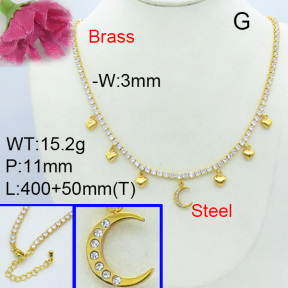 Fashion Brass Necklace  F3N403025bbov-L017