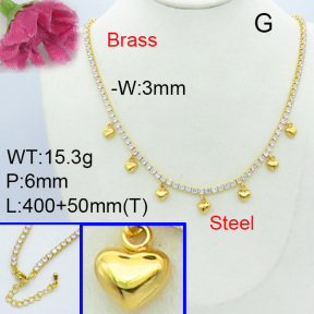 Fashion Brass Necklace  F3N403026bbov-L017