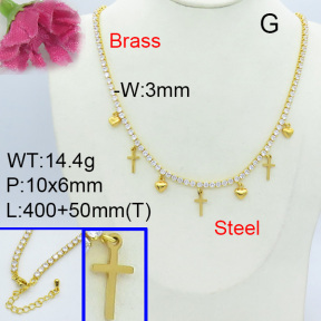 Fashion Brass Necklace  F3N403027bbov-L017
