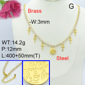 Fashion Brass Necklace  F3N403031bbov-L017