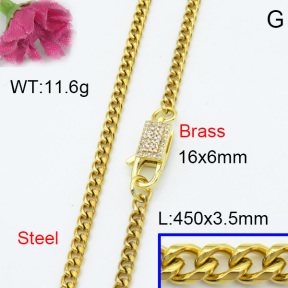 Fashion Brass Necklace  F3N403035vbmb-L017