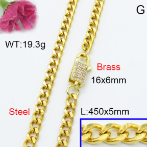 Fashion Brass Necklace  F3N403036vbmb-L017