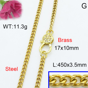 Fashion Brass Necklace  F3N403040vbnb-L017
