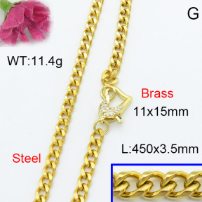 Fashion Brass Necklace  F3N403042vbmb-L017