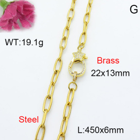 Fashion Brass Necklace  F3N403046bbov-L017